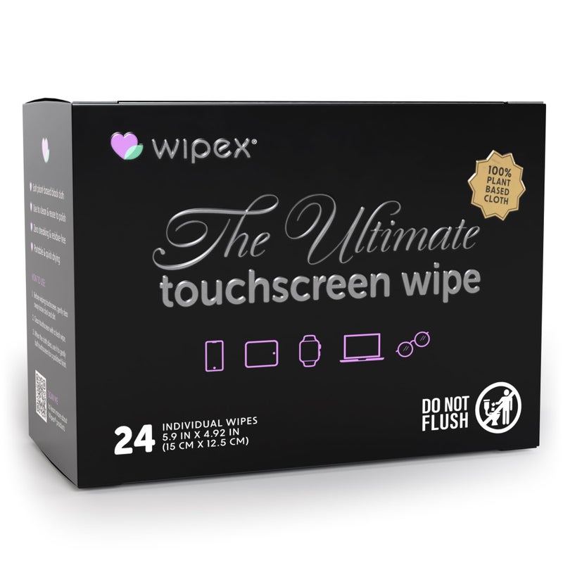 Wipex Car Screen Wipes for Electronics - 24 Individual Car Screen Cleaner Wipes - Plant-Based Touchscreen Cleaner Cloth for Dashboard Panels, Mobile Phone, Interior Car Cleaning Supplies (5.9"x4.92") - Image 1